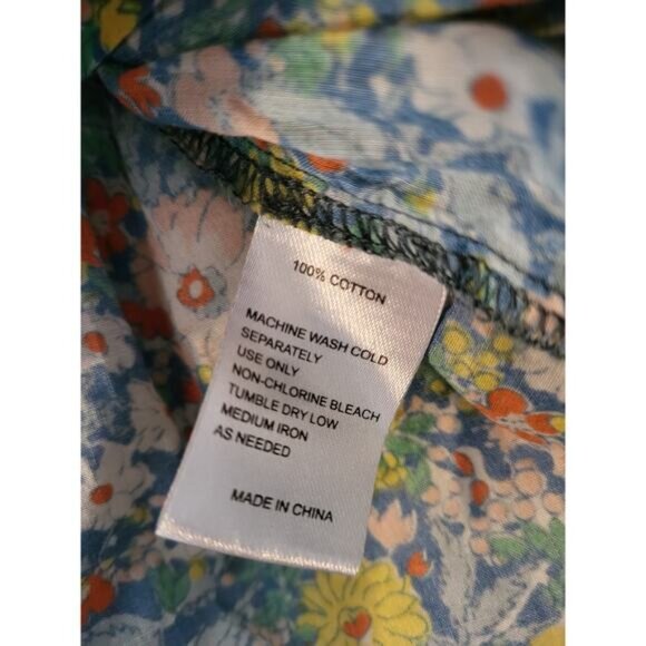 Birds of Paradise Trovata Floral Smock Blouse Medium 100% Cotton Puff Sleeve Top - Picture 3 of 5